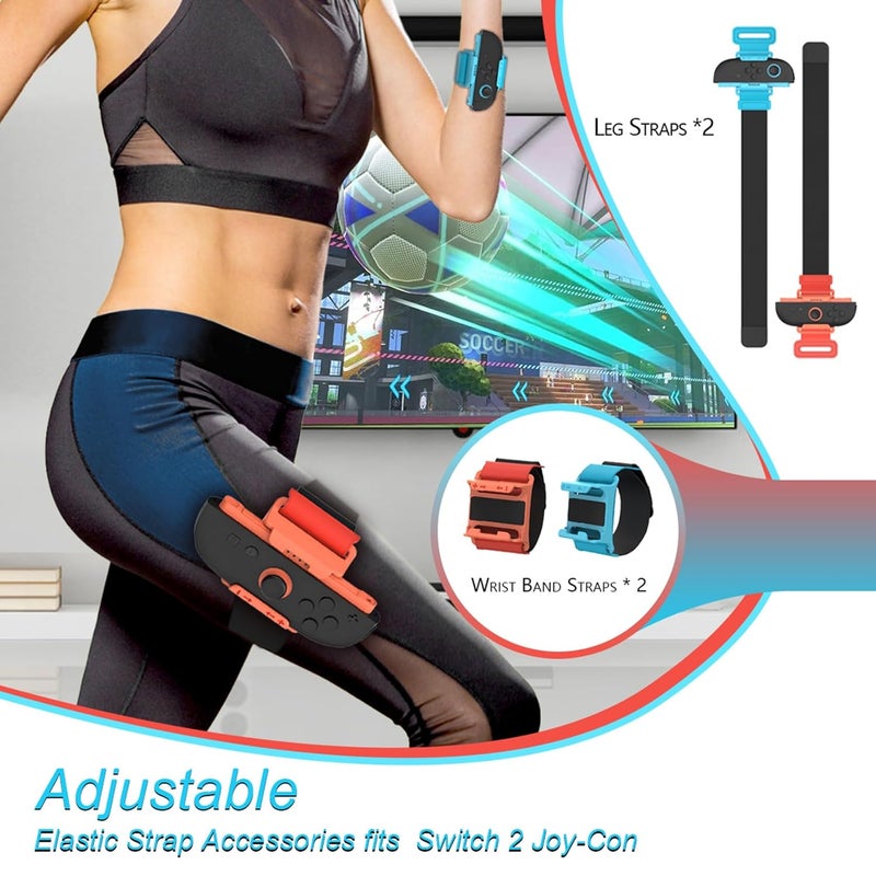 JoyHood Leg Straps Wrist Bands for Switch 2 Joy-Con Controller - 4 in 1 Switch 2 Sports Accessories Bundle Compatible with Switch 2, Adjustable Elastic Strap Accessories fits Switch 2 Controller - Image 3
